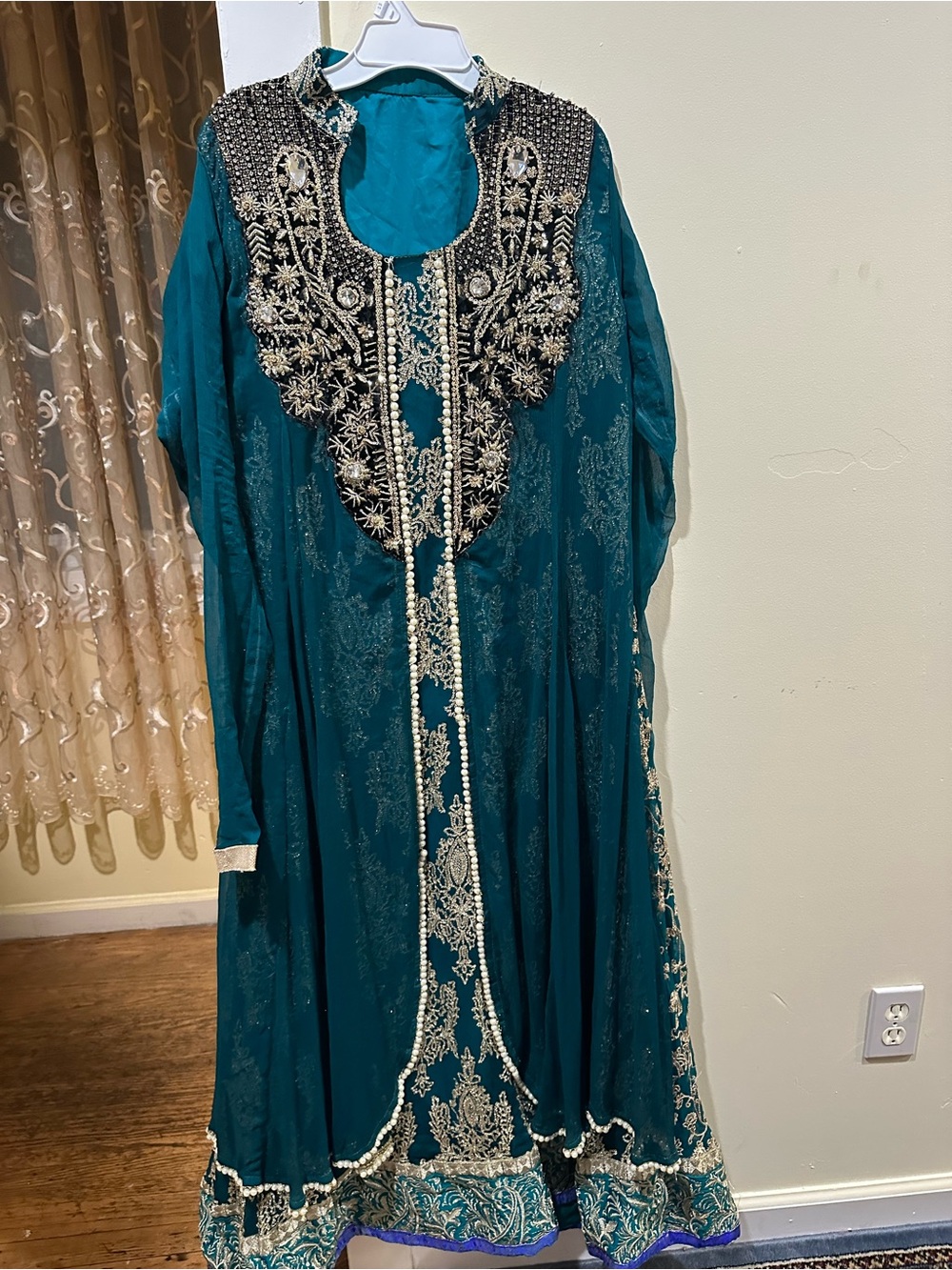 Embroidered Teal dark green Dress